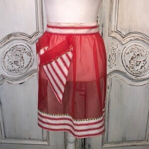 Festive VINTAGE Occasion Red White and Gold Trim Apron